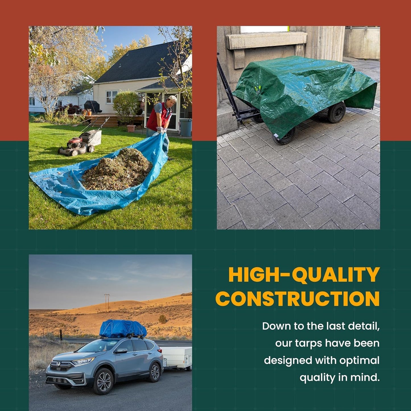 Large Waterproof Tarp - Heavy Duty 10 Mil Thick Poly Tarpaulin Ideal for Canopy Tents, Boats, RV or Pool Covers - Multipurpose Protective Tarps with Grommets for Indoor and Outdoor Use | 30' x 50'