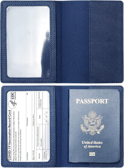 2 Pack Passport covers and Vaccine Card Holder PU Leather Passport Wallet Vaccine Case Protector Slot Travel Passport Wallets for Women & Men (Color 6)