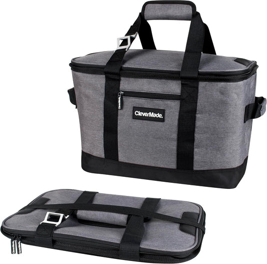 CleverMade Collapsible Insulated Cooler Bag – Leakproof Soft Folding Cooler for Beach, Travel, Car