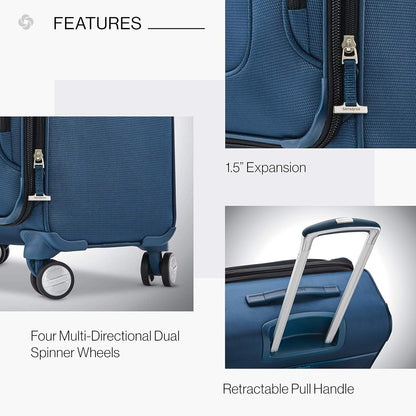 Samsonite Solyte DLX Softside Expandable Luggage with Spinner Wheels, Mediterranean Blue, 2-Piece Set (20/25)