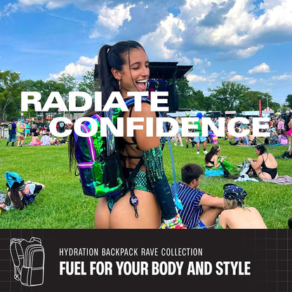 Sojourner Hydration Pack, Hydration Backpack - Water Backpack with 2l Hydration Bladder, Festival Essential - Rave Hydration Pack Hydropack Hydro for Hiking, Running, Biking, Festival Gear