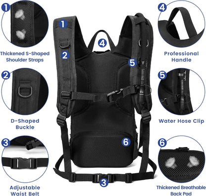 1050D Tactical Hydration Backpack with 3L TPU Water Bladder, Military Molle Water Backpack Perfect for Men & Women, Hydration Pack for Hiking, Biking, Running, Climbing, Hunting, Daily Use