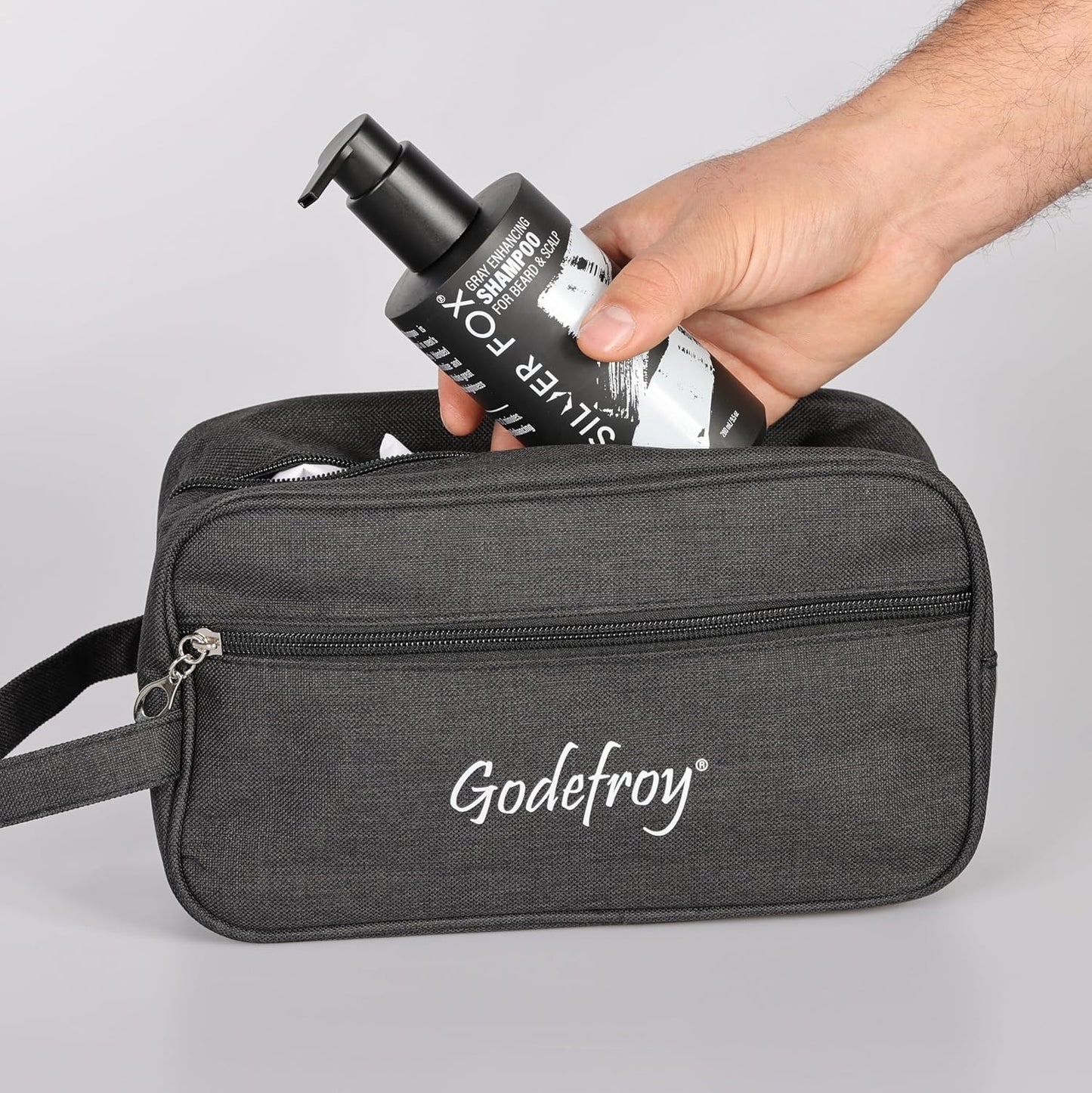 Godefroy Silver Fox Complete Men's Grooming Collection, Beard and Mustache Care Kit With Travel Bag, Gift For Men