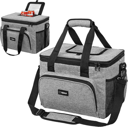OPUX Soft Cooler Bag, Insulated Collapsible Lunch Cooler Tote for Men Work Camping Beach Travel, Portable Soft Sided Leakproof Waterproof Large Lunch Bag Box with Shoulder Strap 40 Cans, Heather Gray