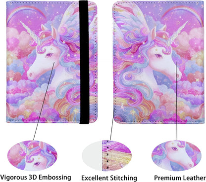 Passport Holder for Women and Men PU Leather Passport Cover for Travel (White Horse)