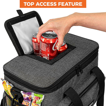 OPUX Soft Cooler Bag, Insulated Collapsible Lunch Cooler Tote for Men Work Camping Beach Travel, Portable Soft Sided Leakproof Waterproof Large Lunch Bag Box with Shoulder Strap 30 Cans, Charcoal Gray