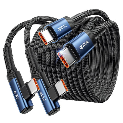 USB C Cable [2Pack, 10ft] 100W Right Angle Fast Charging Cord, Nylon Braided USB 2.0 Cable for iPhone 17 16 15 Pro Plus Pro Max Air, iPad Pro, Galaxy S24 S23, Switch, MacBook Pro, Pixel