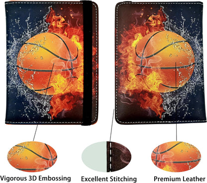 Basketball Passport Holder for Women and Men PU Leather Passport Cover for Travel