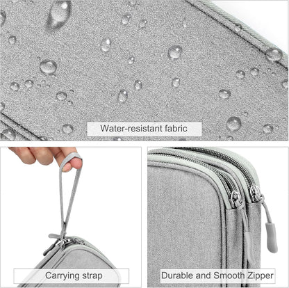 FYY Travel Cable Organizer Bag Pouch Electronic Accessories Carry Case Portable Waterproof Double Layers All-in-One Storage for Cord, Charger, Phone, Earphone Grey