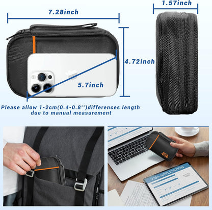 Electronics Organizer,Travel Cord Organizer Pouch, Portable Cable Organizer Bags, Waterproof Electronic Accessories Storage Case for Cables, Cords, Charger, Phone (Single Layer-Small-Black)
