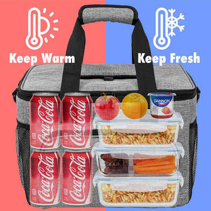 OPUX Soft Cooler Bag, Insulated Collapsible Lunch Cooler Tote for Men Work Camping Beach Travel, Portable Soft Sided Leakproof Waterproof Large Lunch Bag Box with Shoulder Strap 40 Cans, Heather Gray