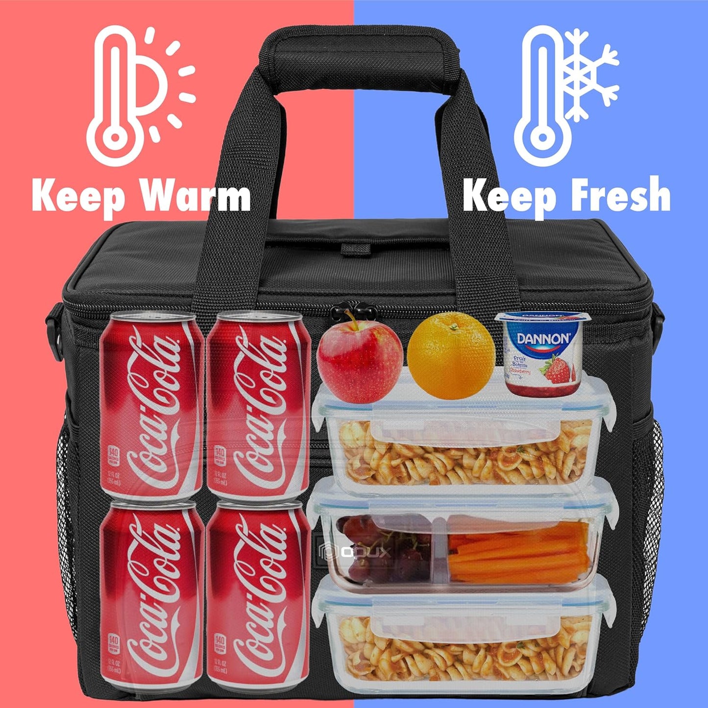 OPUX Soft Cooler Bag, Insulated Collapsible Lunch Cooler Tote for Men Work Camping Beach Travel, Portable Soft Sided Leakproof Waterproof Large Lunch Bag Box with Shoulder Strap 40 Cans, Black