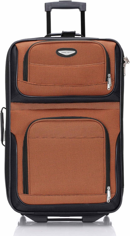 Travel Select Amsterdam 25-Inch Softside Expandable Rolling Upright Luggage, Lightweight 2-Wheel Suitcase with Push-Button Handle, Orange