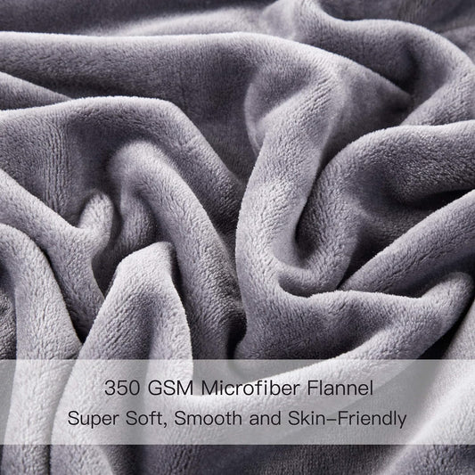 Surii Home Luxury Microfiber Flannel Blanket, Super Soft, Warm, Cozy, Fluffy, and Breathable, Perfect Throws for Bed, Couch, Sofa, for All Season Use. 350GSM Twin Size 60x80 Inches(Grey)