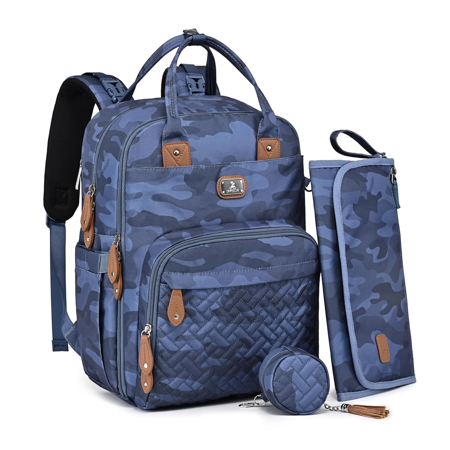 Dikaslon Diaper Bag Backpack with Changing Pad, Pacifier Case and Stroller Straps, Large Unisex Baby Bags for Boys Girls, Camo