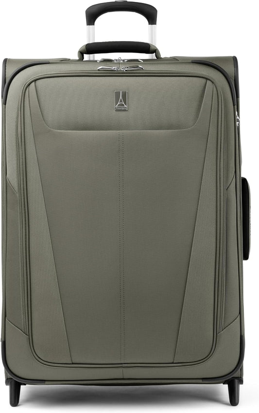 Travelpro Maxlite 5 Softside Expandable Upright 2 Wheel Checked Luggage, Lightweight Suitcase, Men and Women, Slate Green, Checked Medium 26-Inch