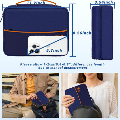 Electronics Organizer,Travel Cord Organizer Pouch, Portable Cable Organizer Bags, Waterproof Electronic Accessories Storage Case for Cables, Cords, Charger, Phone (Three Layer-NavyBlue)