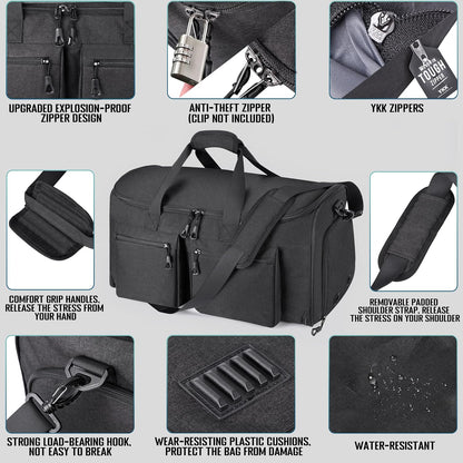 Convertible Garment Duffel Bag with Mesh Storage Bag, Water-Resistance Carry On Garment Bag with Suit Compartment, 2 in 1 Hanging Suit Travel Bag (Black)