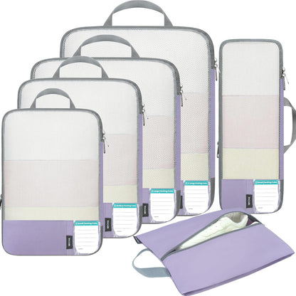 BAGAIL 6 Set/4 Set Lightweight Compression Packing Cubes for Travel, Anti-Tearing Expandable Organizer Bags for Suitcase