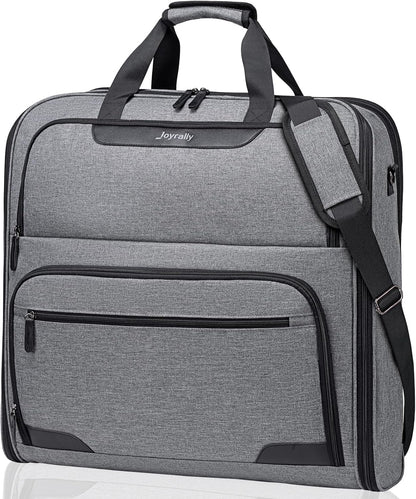 Garment Bags for Travel, Double Layered Carry on Garment Bag with Shoulder Strap, Foldable Suit Travel Bags for Men, Wrinkle Free Garment Travel Bag for Hanging Clothes, Dark Grey