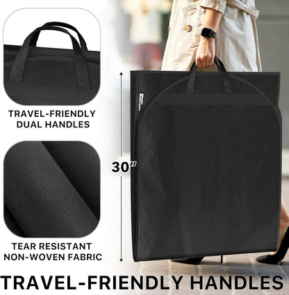 Simple Houseware 60-Inch Travel Garment Bag, Non-Woven, Black, 3 Pack