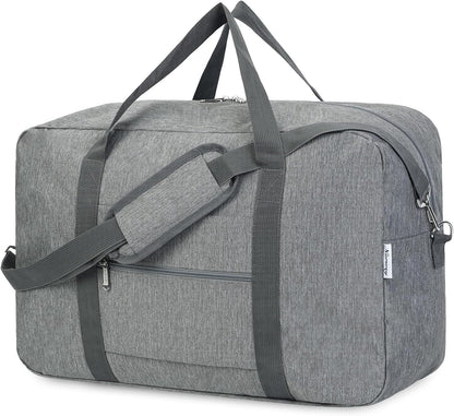 Narwey Foldable Carry on Luggage 22x14x9 Airline Approved Duffle Bag for Travel Packable Duffel Bag for Traveling Airplane for Women and Men 40L (Grey (With Shoulder Strap))