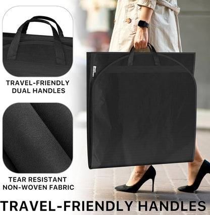 Simple Houseware 43-Inch Travel Garment Bag with Pockets, Non-Woven | Lightweight, Black, 3 Pack