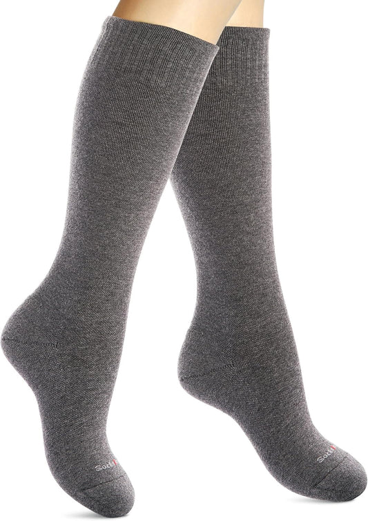 Cotton Compression Socks for Women & Men. 15-20 mmHg Support Knee-High Charcoal Gray X/W