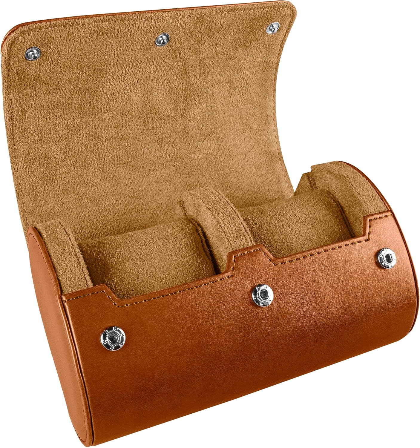 Barton Leather Watch Roll for 2 Watches | Convenient Organizer Case for Travel & Storage | Fits Classic & Smart Watches (Up to 46mm) | Compact, Durable, Lightweight, Stylish - Brown