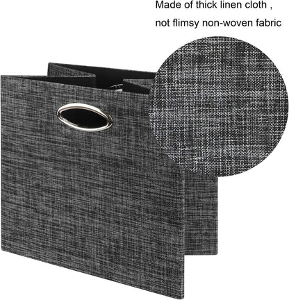 Posprica Storage Cubes,12×12 Storage Bins ,Foldable Storage Baskets Fabric Drawers Containers for Shelf Cabinet Bookcase,Thick and Heavy Duty (4pcs, black)