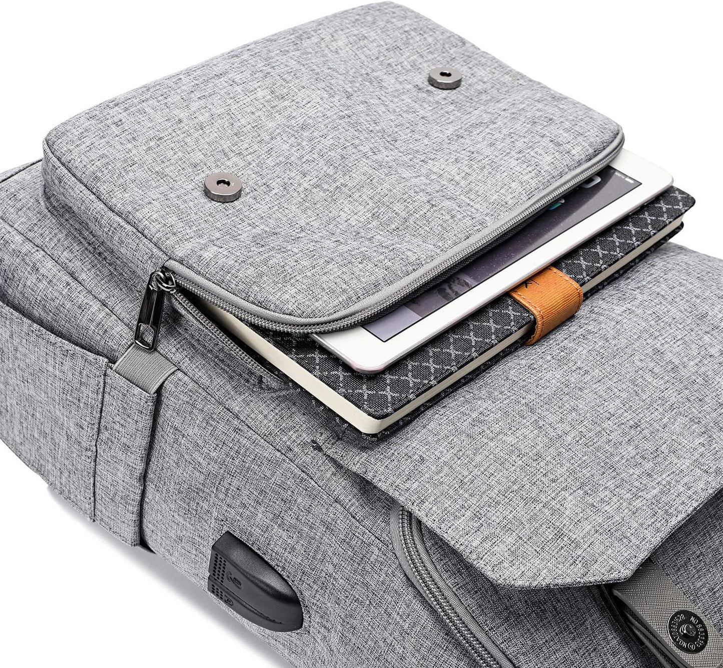 YALUNDISI Vintage Backpack Travel Laptop Backpack with usb Charging Port for Women & Men College Backpack Fits 15.6 Inch Laptop Grey