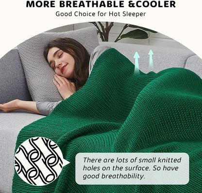 L'AGRATY Knitted Weighted Blanket - 48"x72" 15lbs Cooling Chunky Knit Heavy Blanket for Adults Braided Crochet Throw Thick Cable Yarn Knit Decorative No Beads Evenly Weighted Machine Washable