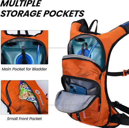 Nepest Hydration Pack Backpack for Women & Men, Lightweight Water Backpack with 2L Water Bladder for Hiking Cycling Running Biking