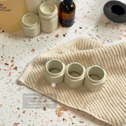 Cadence Extender - Add On to Any Flex Magnetic Containers with Lids,Extension to Travel Bottles for Toiletries - Carry On Travel Essentials For Women/Men - Adds Additional 1.43 fl oz - 3pk, Sand