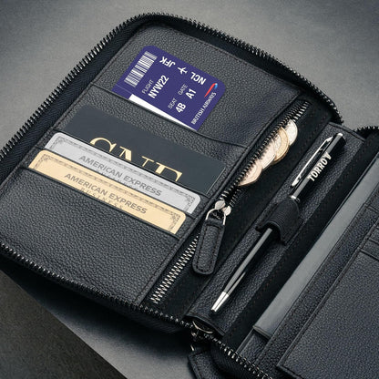 TORRO Travel Wallet – Genuine Leather Travel Organiser with Passport Holder and Detachable Cardholder