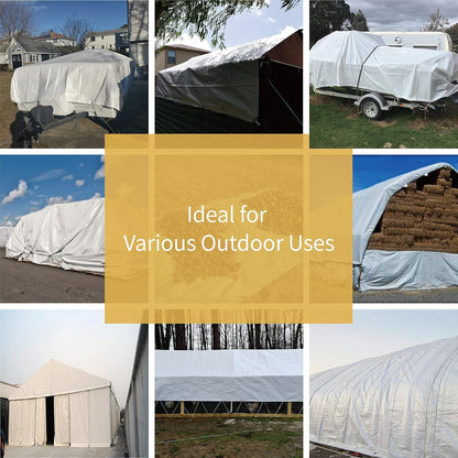 GUARD SHIELD Tarp White 15x15 Feet Multi Purpose Waterproof Poly Tarp Cover 5mil