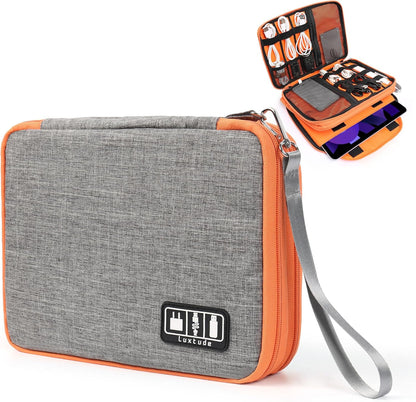 Luxtude Travel Cable Organizer Bag, Electronic Organizer Travel Case Large, Cord Organizers Bag, Tech Bag for Cable Storage/Cord Storage/iPad Pro(up to 11")/Wall Charger/Electronic Accessories