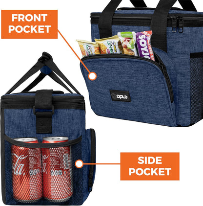 OPUX Soft Cooler Bag, Insulated Collapsible Lunch Cooler Tote for Men Work Camping Beach Travel, Portable Soft Sided Leakproof Waterproof Large Lunch Bag Box with Shoulder Strap 24 Cans, Heather Navy