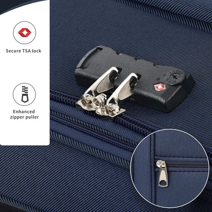 Merax Softside Luggage Set Softshell Lightweight 3 Piece Spinner Suitcase 22" 26" 30" Deep Blue