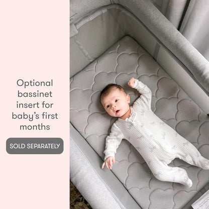 Newton Baby Deluxe Travel Crib & Play Yard | Breathable, Washable Mattress, Foldable Playpen for Toddlers, Travel Bag, Grey