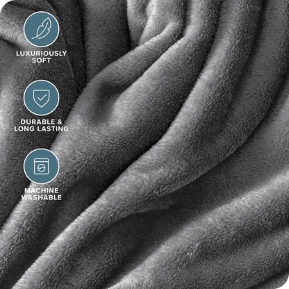 Bare Home Fleece Blanket - Kid Size - Ultra-Soft Lightweight for Bed, Sofa, and Couch - Luxury Microplush - Cozy Warm Blanket (Kid, Grey)