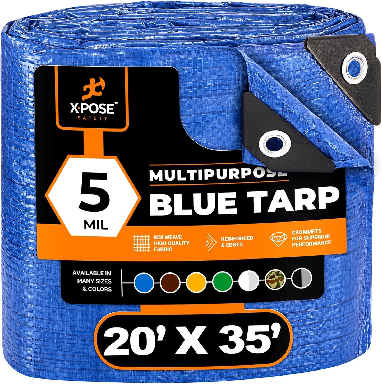 Better Blue Poly Tarp 20' x 35' - Multipurpose Protective Cover - Lightweight, Durable, Waterproof, Weather Proof - 5 Mil Thick Polyethylene - by Xpose Safety