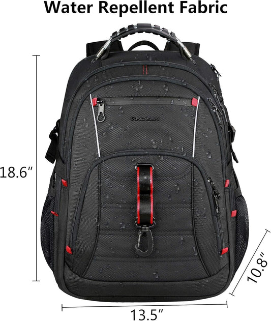 KROSER Travel Laptop Backpack 17.3 inch XL Computer Backpack Stylish College Backpack with RFID Pockets USB Charging Port REFLECTIVE STRIPS Water-Repellent Daypack for Business/Men