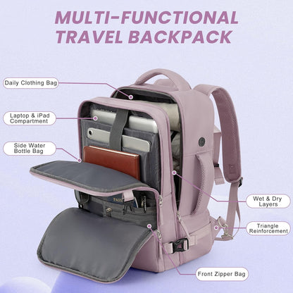 Travel laptop Backpack for Women, Personal Item Size Flight Approved, 16 Inch Laptop Bag with Multi-Pockets, College Computer Bag, Waterproof Carry On Backpack Casual Daypack Backpack