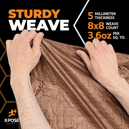 Multipurpose Protective Cover Brown Poly Tarp 18' x 24' - Durable, Water Resistant, Weather Resistant - 5 Mil Thick Polyethylene - by Xpose Safety
