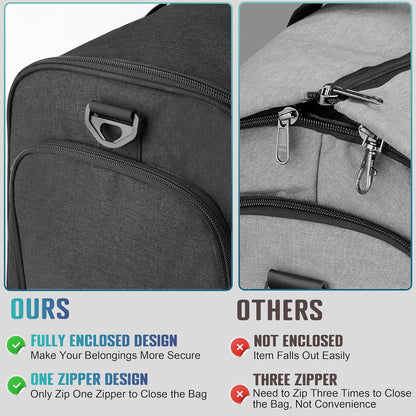 Convertible Garment Duffel Bag with Mesh Storage Bag, Water-Resistance Carry On Garment Bag with Suit Compartment, 2 in 1 Hanging Suit Travel Bag (Black)