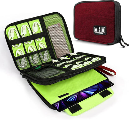 Luxtude Cord Organizer Travel, Cable Organizer Bag, Portable Electronics Organizer, Travel Essentials for Cord Storage/Charger Storage/Cable Storag, Red