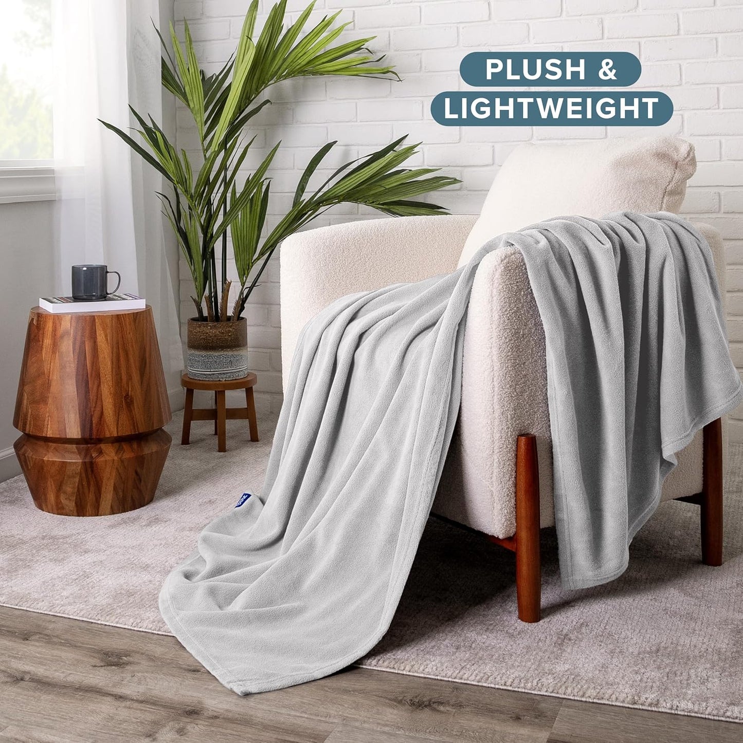 Bare Home Polar Fleece Blanket - Light Grey - Warm & Cozy - Premium Fleece for Bed, Sofa, Camping, Travel and Cold Nights - Lightweight Blanket (King, Light Grey)