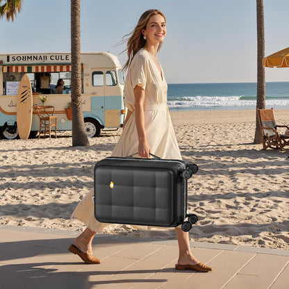 MGB 20 Inch Top Open Carry On Luggage 22x14x9 Airline Approved, Hard Shell Carry On Suitcase with Spinner Wheels, Travel Small Luggage Built-in TSA Lock for Women Men Gifts (Charcoal Grey)