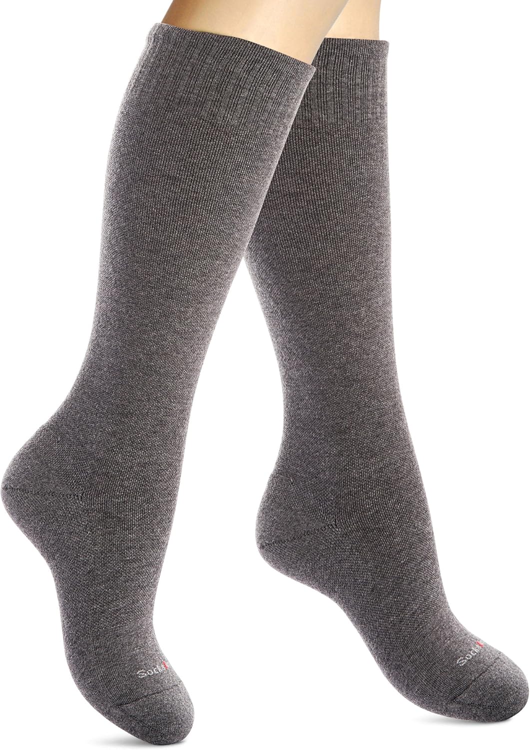 Cotton Compression Socks for Women & Men. 15-20 mmHg Support Knee-High Charcoal Gray S/M